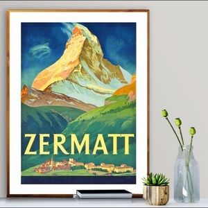 Vintage Style Zermatt Poster Print NIB